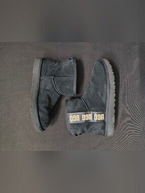 UGG Women's Classic Mini Side Logo Boots in black suede